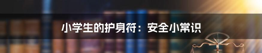 小学生的护身符：安全小常识