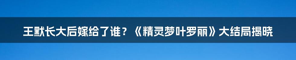 王默长大后嫁给了谁？《精灵梦叶罗丽》大结局揭晓