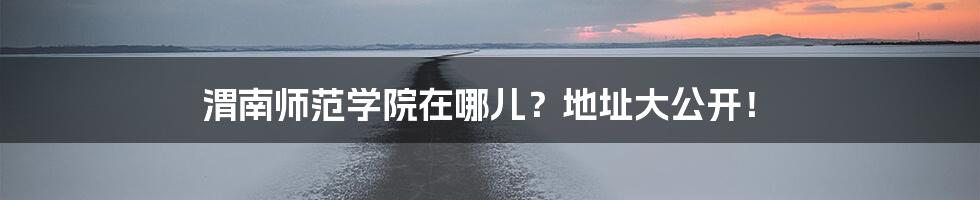 渭南师范学院在哪儿？地址大公开！