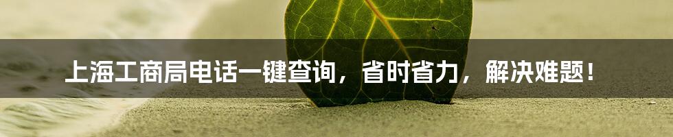 上海工商局电话一键查询，省时省力，解决难题！