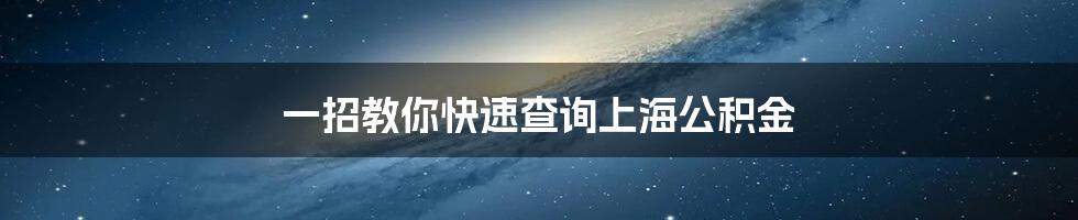 一招教你快速查询上海公积金