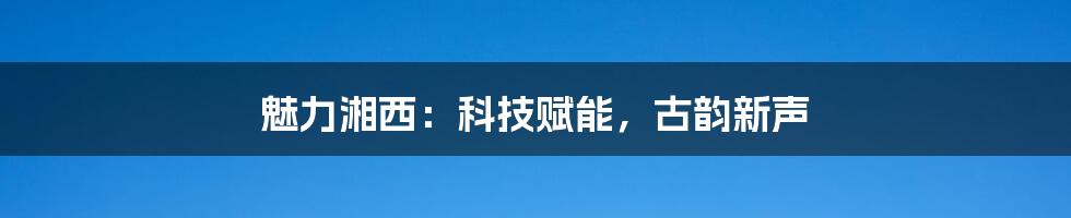 魅力湘西：科技赋能，古韵新声