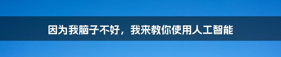 因为我脑子不好，我来教你使用人工智能