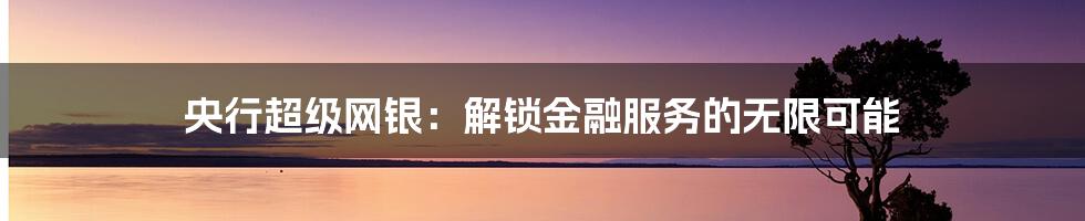 央行超级网银：解锁金融服务的无限可能