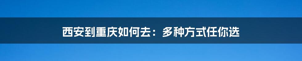 西安到重庆如何去：多种方式任你选