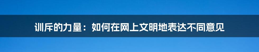 训斥的力量：如何在网上文明地表达不同意见