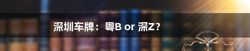 深圳车牌：粤B or 深Z？