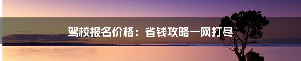 驾校报名价格：省钱攻略一网打尽