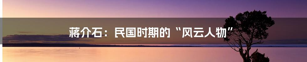 蒋介石：民国时期的“风云人物”