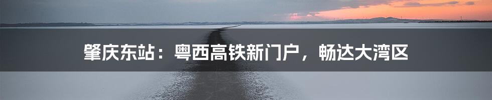 肇庆东站：粤西高铁新门户，畅达大湾区