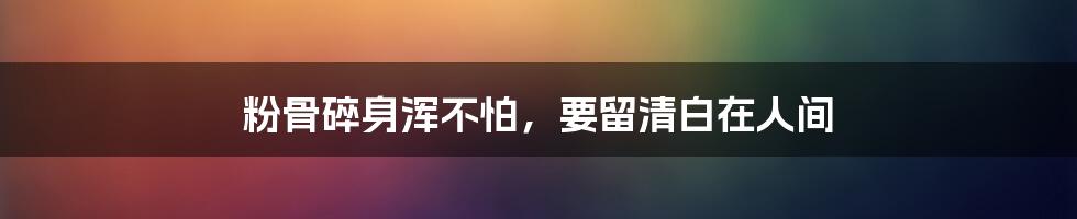 粉骨碎身浑不怕，要留清白在人间