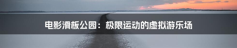 电影滑板公园：极限运动的虚拟游乐场