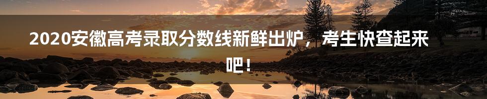 2020安徽高考录取分数线新鲜出炉，考生快查起来吧！