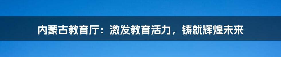 内蒙古教育厅：激发教育活力，铸就辉煌未来