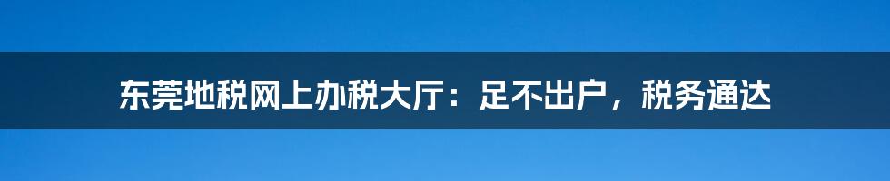 东莞地税网上办税大厅：足不出户，税务通达