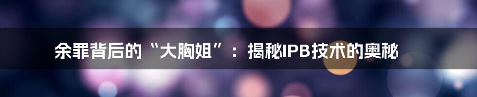 余罪背后的“大胸姐”：揭秘IPB技术的奥秘