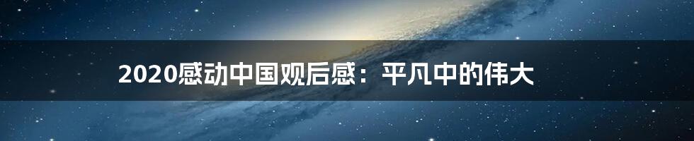 2020感动中国观后感：平凡中的伟大