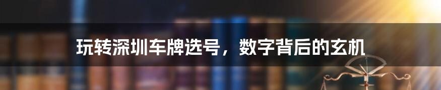 玩转深圳车牌选号，数字背后的玄机