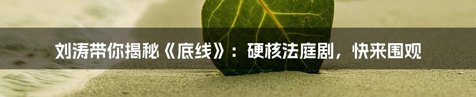 刘涛带你揭秘《底线》：硬核法庭剧，快来围观