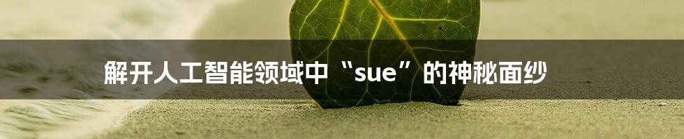 解开人工智能领域中“sue”的神秘面纱