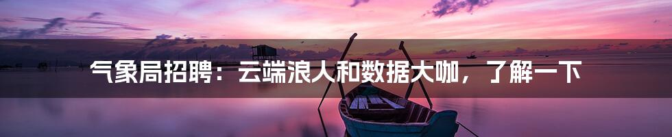 气象局招聘：云端浪人和数据大咖，了解一下