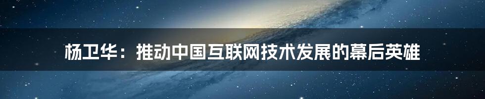 杨卫华：推动中国互联网技术发展的幕后英雄