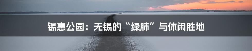 锡惠公园：无锡的“绿肺”与休闲胜地