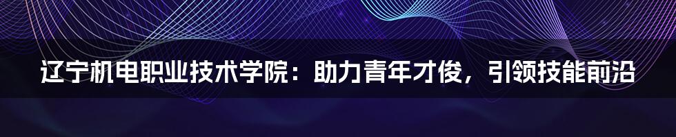 辽宁机电职业技术学院：助力青年才俊，引领技能前沿