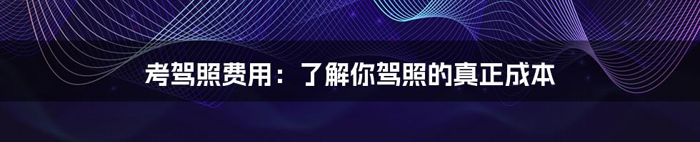 考驾照费用：了解你驾照的真正成本