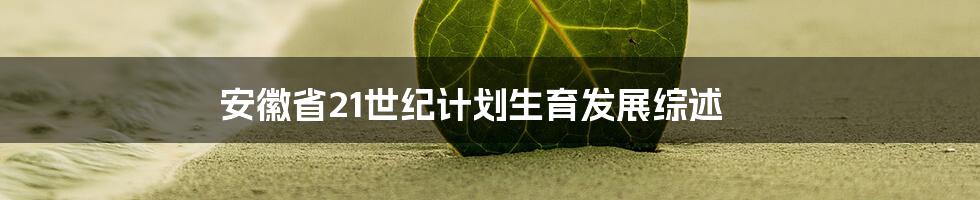 安徽省21世纪计划生育发展综述