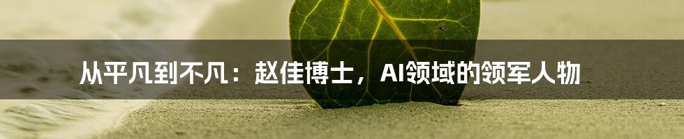 从平凡到不凡：赵佳博士，AI领域的领军人物