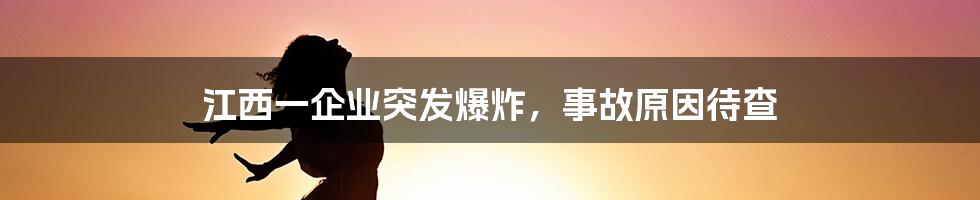 江西一企业突发爆炸，事故原因待查