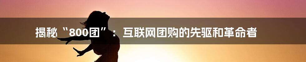 揭秘“800团”：互联网团购的先驱和革命者