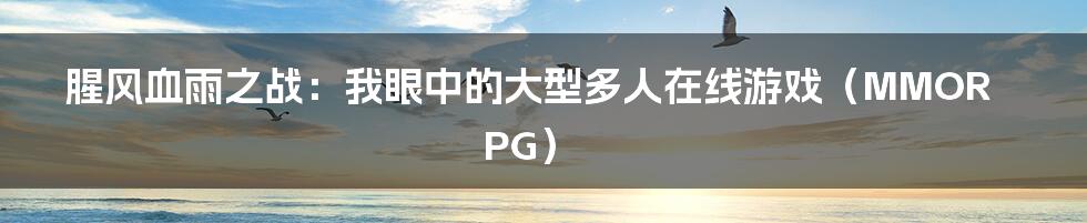 腥风血雨之战：我眼中的大型多人在线游戏（MMORPG）