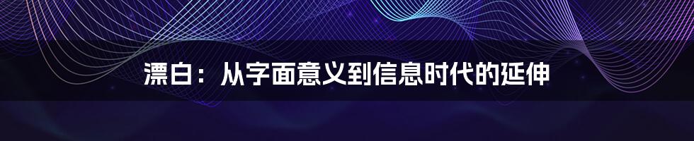 漂白：从字面意义到信息时代的延伸