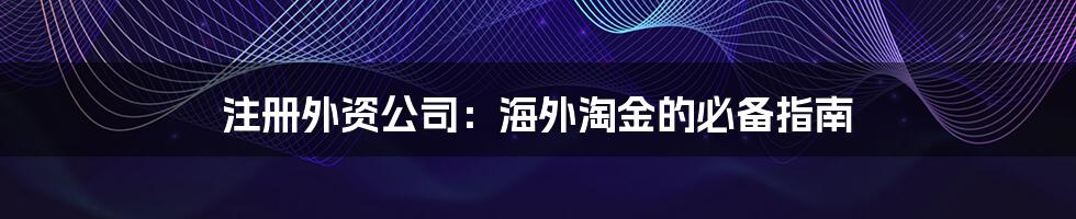 注册外资公司：海外淘金的必备指南