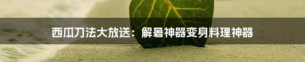 西瓜刀法大放送：解暑神器变身料理神器