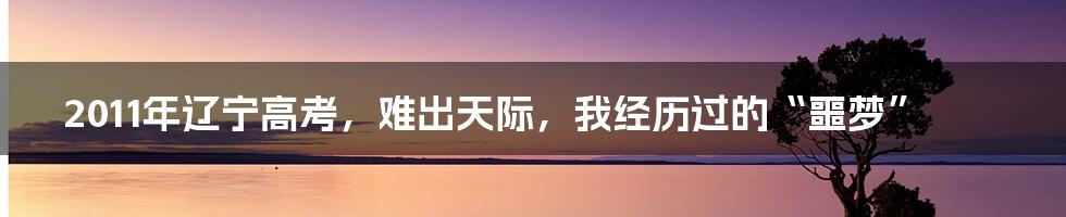 2011年辽宁高考，难出天际，我经历过的“噩梦”