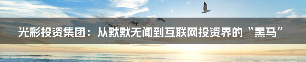 光彩投资集团：从默默无闻到互联网投资界的“黑马”