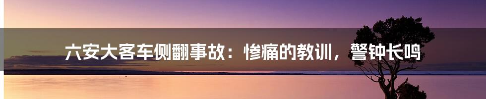 六安大客车侧翻事故：惨痛的教训，警钟长鸣