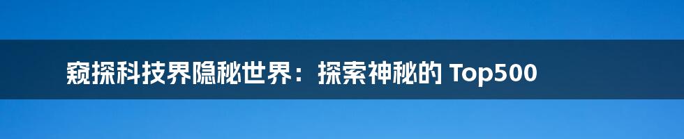 窥探科技界隐秘世界：探索神秘的 Top500