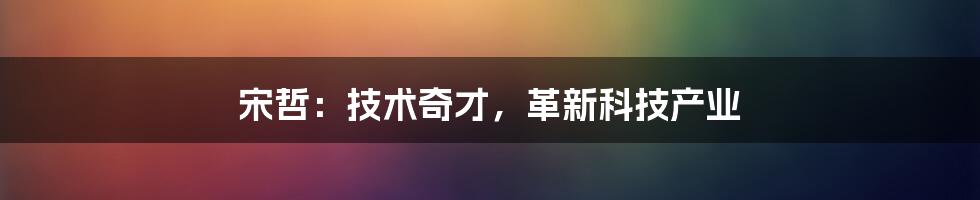 宋哲：技术奇才，革新科技产业