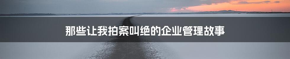 那些让我拍案叫绝的企业管理故事