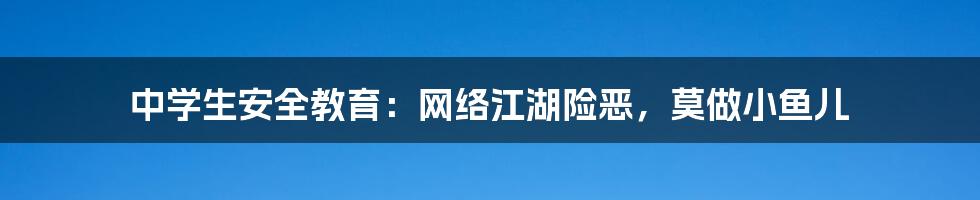 中学生安全教育：网络江湖险恶，莫做小鱼儿