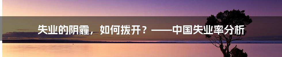 失业的阴霾，如何拨开？——中国失业率分析