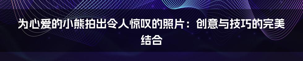 为心爱的小熊拍出令人惊叹的照片：创意与技巧的完美结合