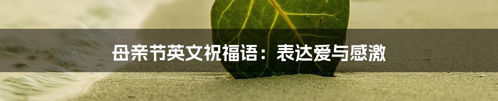 母亲节英文祝福语：表达爱与感激