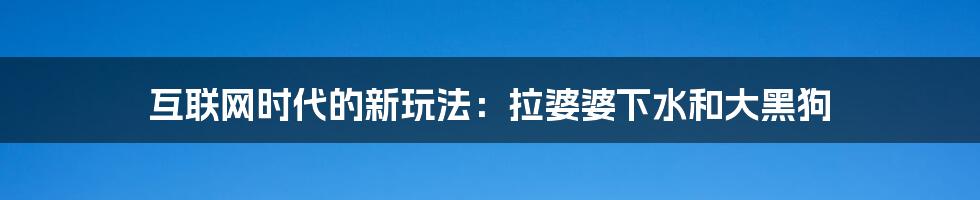 互联网时代的新玩法：拉婆婆下水和大黑狗