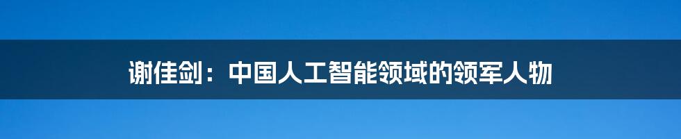 谢佳剑：中国人工智能领域的领军人物