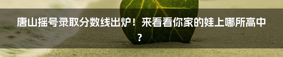 唐山摇号录取分数线出炉！来看看你家的娃上哪所高中？